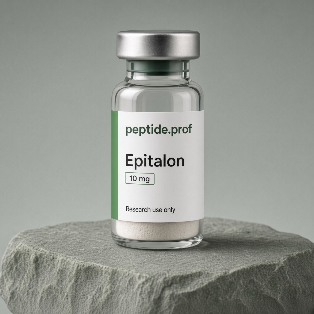 peptide.prof branded epitalon research vial with white and green clinical label.